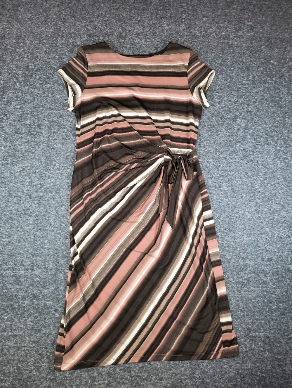 Shelby+Palmer tie front brown and pink striped dress, women's XL